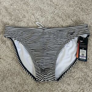 Speedo Black and White Striped Swimwear